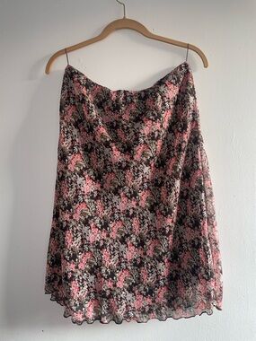 Vintage Dressbarn Floral Pink & Black A-Line Skirt